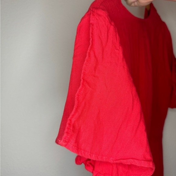 Lulus Sea Day Red Skater Tie Front Short Sleeve Plunging Neckline Mini Dress - Picture 8 of 10